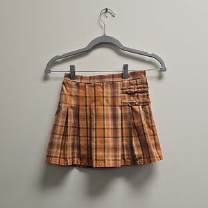 Plaid Orange Mini Skirt